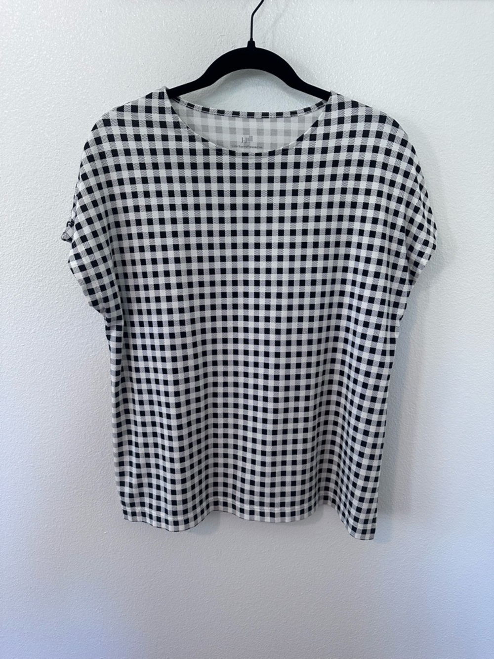 J. Jill Black and White Gingham Short Sleeve Top